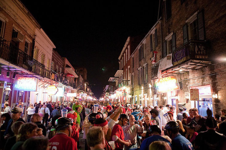 Bourbon Street in New Orleans on Halloween